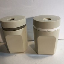 Vtg Pair Tupperware Shakers Salt Pepper Shakers Tan Brown Plastic 1471, 1472 USA - £8.64 GBP