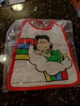 Lucy Snoopy Baby Bib Peanuts 1952 Infant Rainbow Vtg United Feature Synd... - $25.03
