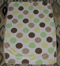 Just Born Baby Blanket Sherpa White Brown Lime Green Yellow Polka Dot Circle - $15.83
