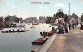 Berkshire England Maidenhead Bridge~Punts~Touring Boats Postcard 1907 Pstmk - £5.46 GBP