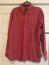 Ralph Lauren Polo Men's Red Blue Striped Dress Shirt XL Long Sleeve Cotton - £17.66 GBP