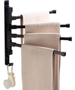 Elloandallo 4-Arm Oil Rubbed Bronze Swivel Towel Rack Holder With Hooks For - $52.02 CAD