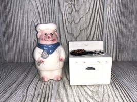 Vintage Clay Art Very Rare “PIG CHEF ” Salt And Pepper Shakers # 7547 - £10.11 GBP