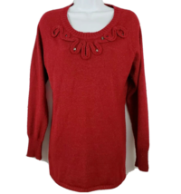 Daisy Fuentes Holiday Sweater Size L Women&#39;s Red Long Sleeve Knit - $20.31