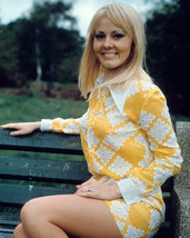 Yutte Stensgaard 8x10 Photo 1969 seated on park bench smiling - £6.25 GBP
