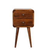 Mini Chestnut Curved Nightstand: Compact Bedside Table - €162,61 EUR