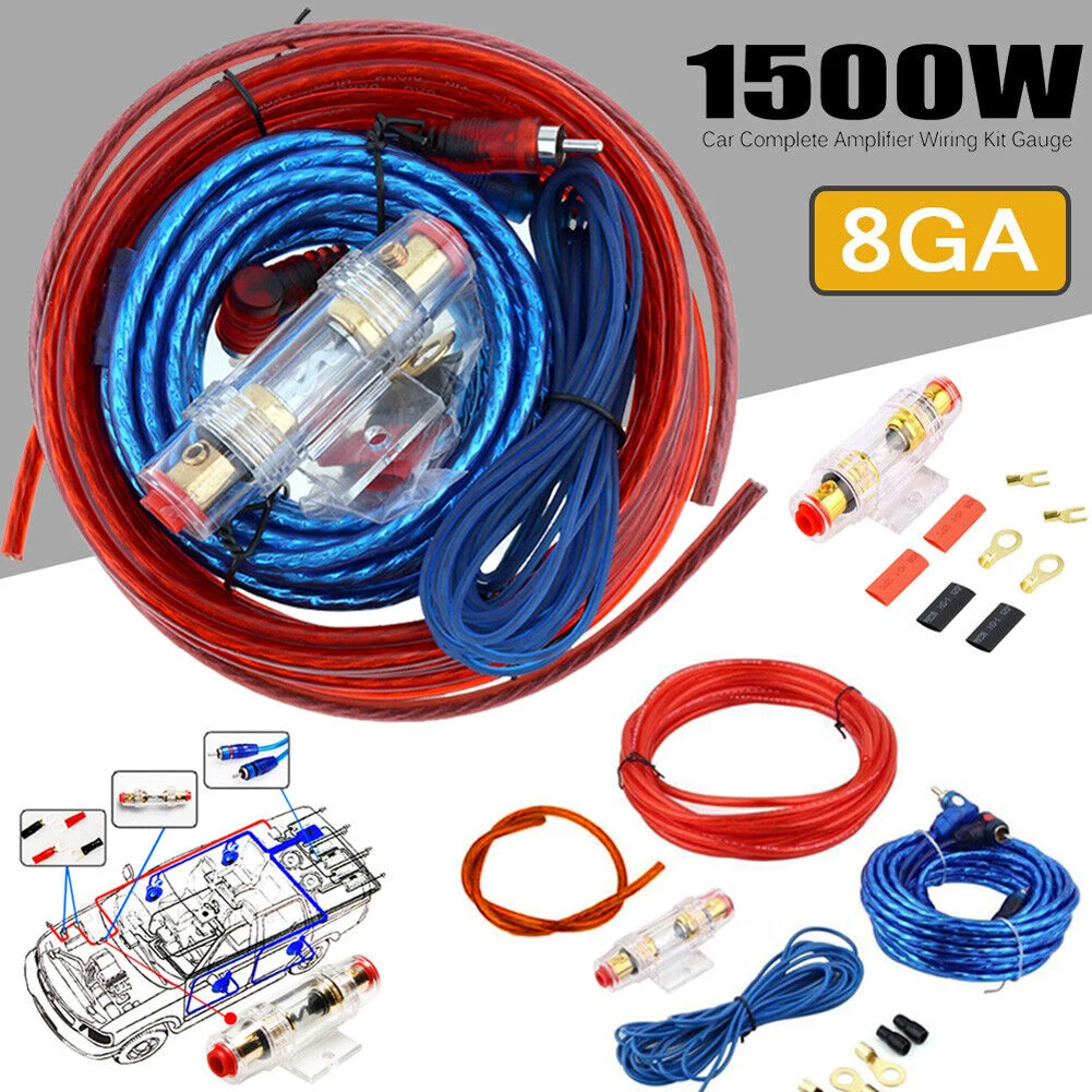 1500W Car Subwoofer Cable 8GA RCA Power Cable 60 AMP Fuse Holder Car Audio Lin - £15.98 GBP