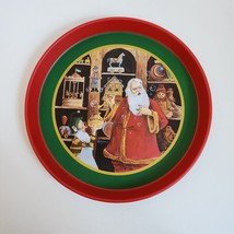 Vintage 1985 Santa Workshop Christmas Metal Round Tin Tray Willitts Desi... - $9.49