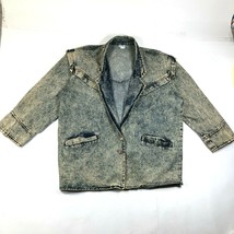 Vintage Jean St Tropez Jacket Blazer Mens L Blue Denim Acid Mineral Wash - $37.04