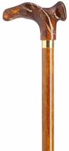 Left Hand Walking Cane Palm Grip with Amber acrylic Handle and Wood Shaft - $72.99