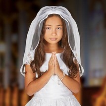 NEW Girl&#39;s Satin Trim First Communion Veil with Hair Comb First Eucharist - $14.99