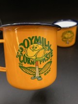 Enamelware Cups LOT 2 Soy Milk &amp; Corn Paste Japanese Brand - £15.59 GBP