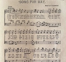 Song For May Sheet Music 1892 Victorian Voice And Piano Spring Ephemera ... - €21,60 EUR
