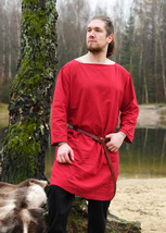 Historical Long Sleeve Tunic – Red Cotton Medieval Viking Costume - $761.26 MXN