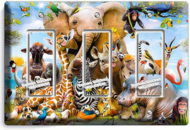 African Jungle Animals 3 Gang Gfi Lightswitch Wall Plate Baby Nursery Room Decor - £13.37 GBP