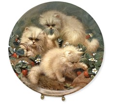Strawberries And Cream Cream Persians Knowles Collector Plate Cats 1988 - £22.40 GBP