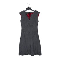 Donna Ricco Wool Blend Check Fit &amp; Flare Dress Lined Split V-Neck Women Size 8 - £20.34 GBP