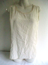 Vintage Silk Land Sleeveless Top Blouse Layered Open Work Neckline MED S... - £14.87 GBP