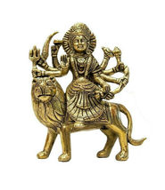 Goddess Durga on Lion BW188 Polished Brass Figurine 6 x 2 x 4.5&quot; - £39.42 GBP