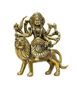 Goddess Durga on Lion BW188 Polished Brass Figurine 6 x 2 x 4.5&quot; - £39.16 GBP