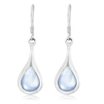 Enchanting Teardrop Swirl Blue Mother of Pearl .925 Silver Dangle Earrings - £13.28 GBP