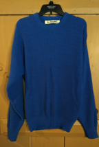 VINTAGE Le Tigre Knit Sweater Mens L Blue Acrylic Winter Comfort Made in... - $24.18