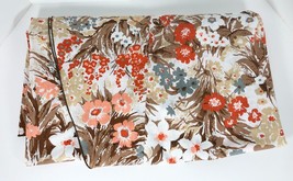 Vintage Cotton Round Tablecloth Vera Style 1970s Brown Orange Gray 88&quot; - £11.47 GBP