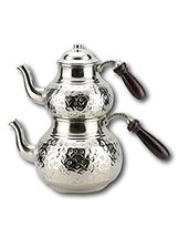 LaModaHome Handmade Silver Plated Copper Turkish Tea Pot Kettle - £72.31 GBP