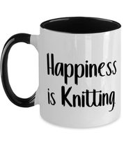 Beautiful Knitting, Happiness is Knitting, Cool Holiday Two Tone 11oz Mu... - $19.55