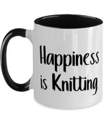 Beautiful Knitting, Happiness is Knitting, Cool Holiday Two Tone 11oz Mu... - $372.16 MXN