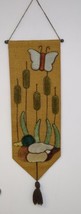 Vintage Fiber Art Wall Hanging Jute Textile 3D 1970s 70s Duck Butterfly ... - $48.50