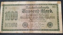 1922 Reichsbanknote - 1000 Mark 15 September Tausend  - £7.11 GBP