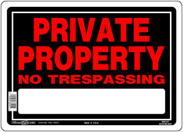 Private Property No Trespassing Metal Sign Fluorescent Red Posted Hillman 840147 - £14.20 GBP