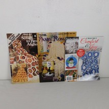 Lot of 3 Crochet Leaflet Magazine Leisure Arts Crochet World Pansy Scrap... - $9.75