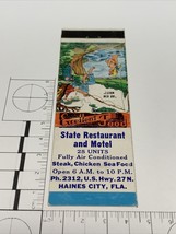 Front Strike Matchbook Cover  State Restaurant &amp; Motel  Haines City, Fla  gmg - £9.78 GBP