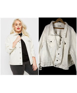 Woman Within Size 36W 5X Jean Jacket White Button Up Cotton Denim Stretc... - $74.44