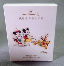 Hallmark 2006 Sleigh Ride Mickey Minnie Mouse Pluto Disney MIB Ornament - £29.85 GBP