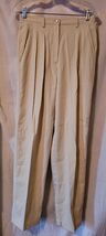 Women's The Villager Dress Pants Size 12 Solid Tan Pleated Front Button ... - $12.99