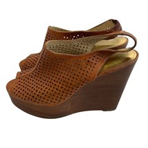 Coach Chasity Dark Tan Perforated Wedges Sandals Cutout Slingback Size 8... - $48.38