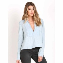 Free People Ready or Not Chambray Rumi Top Linen Cotton Blend - £23.30 GBP