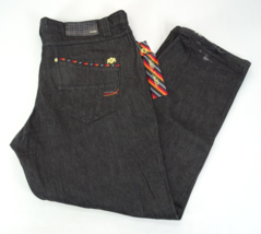 Pelle Jeans Mens Sz 44x34 Black Denim Baggy Hip Hop Y2K Distressed Skater - $28.44
