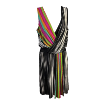 Maggy London Womens Faux Wrap Dress Multicolor Contrast Stripe Sleeveless Zip 6 - £24.97 GBP