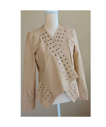 Cache Camel Tan Leather Studded Open Front Waterfall Jacket Medium - £116.85 GBP