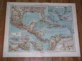 1930 Vintage Map West Indies Caribb EAN Florida Mexico Bahamas Puerto Rico Cuba - £21.89 GBP