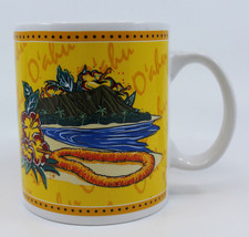 Hilo Hattie Island Heritage 2002 Oahu Yellow Coffee Tea Mug Cup Hibiscus... - £22.86 GBP