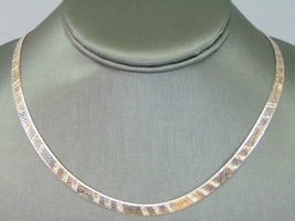 Womens Vintage Estate Sterling Silver Italian Herringbone Necklace 20.7g E2253 - £77.87 GBP