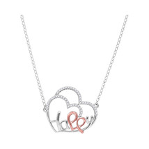 10k White Gold Round Diamond Heart Happy Fashion Pendant Necklace 1/8 Cttw - £159.07 GBP