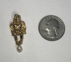 *RARE* Kirks Folly Angel Cherub Fairy Pearl Pendant Signed Gold Plated - $19.75
