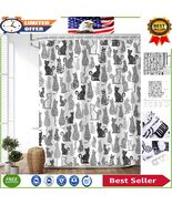 Cute Cat Shower Curtain - Waterproof Bath Decor with 12 Hooks, 72&quot;W X 84&quot;H - $849.12 MXN