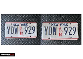 2x VINTAGE 1980s New York City State Statue Liberty US License Plates White Red - £44.20 GBP
